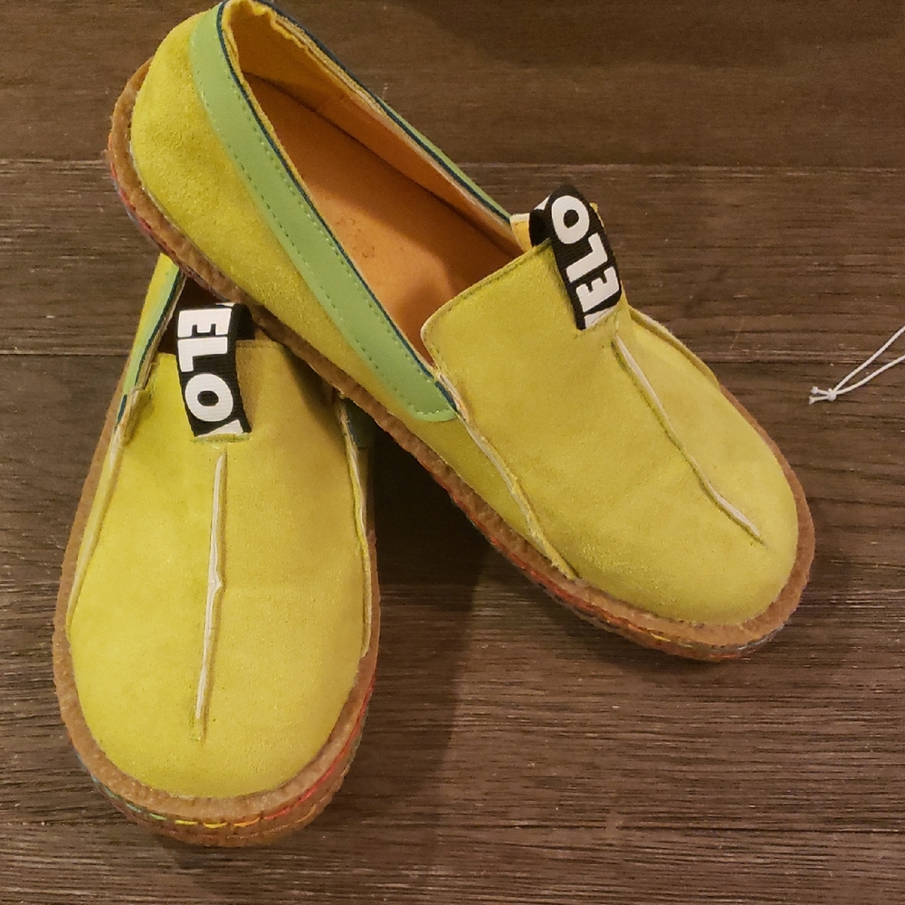 Ovelo Velo Yellow and Green Suede Loafers 8.5